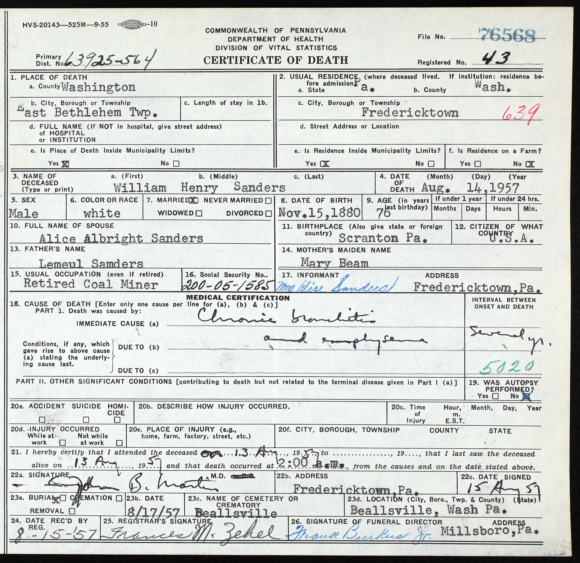 death certificate